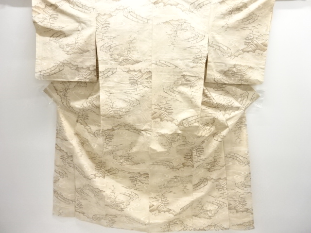 JAPANESE KIMONO / HITOE KIMONO / SILK / TSUMUGI / WOVEN HOUSES & BRIDGE